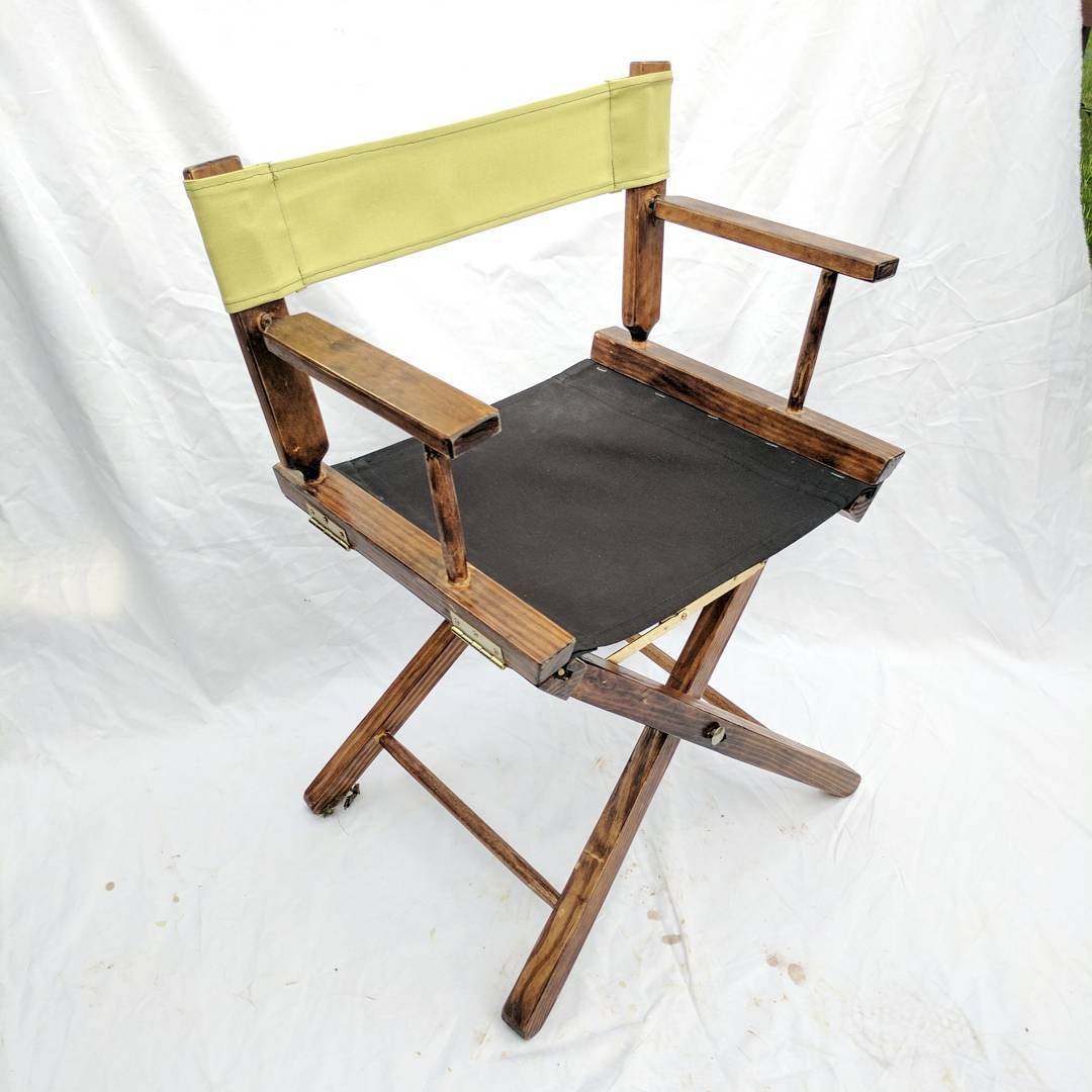 A director's style folding chair.