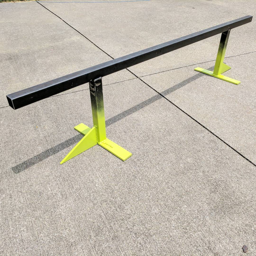 A simple steel skateboard rail.